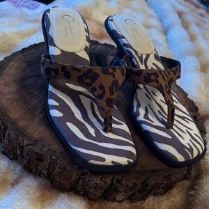 Chic Animal Print Women's Sandals Size 7